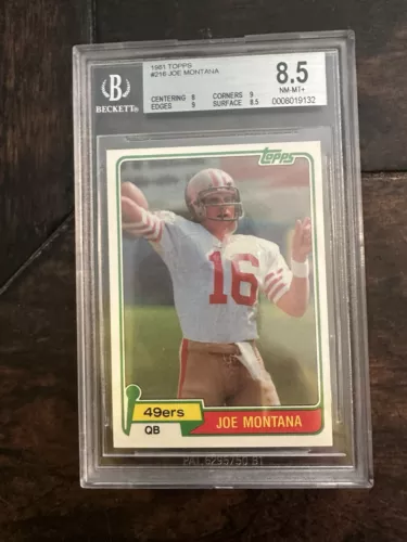 1981 Topps Football Joe Montana Rookie RC #216 BGS 8.5
