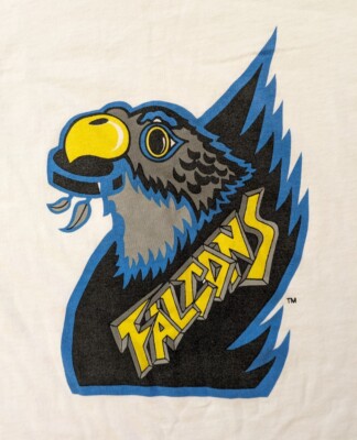 Vintage 1990s Springfield Falcons AHL T Shirt MC logo siz XL Delta