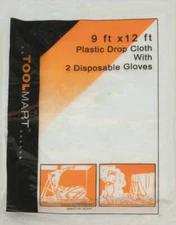 9' x 12' Plastic Drop Cloth with 2 Gloves