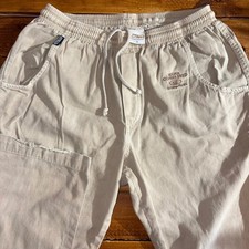 Crazy Shirts Kona Coffee Dyed Pants Mens Small Tan Hawaii Drawstring Twill READ