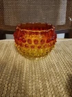 Vintage Fenton Glass Amberina Hobnail Rose Bowl