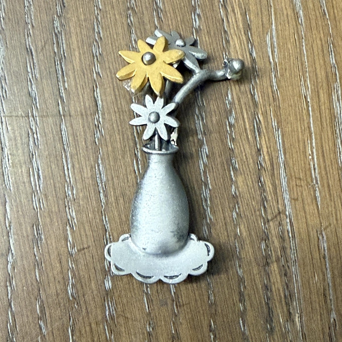 アクセサリー jj Vintage JJ Jonette Jewelry Pewter Vase Flowers Brooch Pin Signed