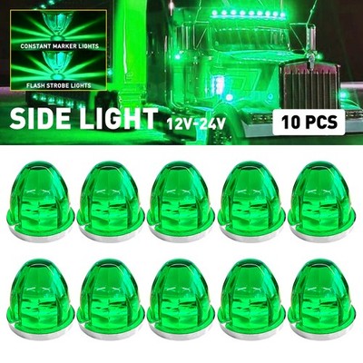 10Pcs Universal Green LED Watermelon Light Side Marker Light For Trucks 12V-24V