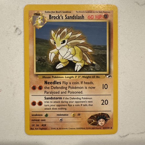 Pokemon TCG Brock's Sandslash 23/132 Gym Heroes 2000 Unlimited Rare - LP/MP