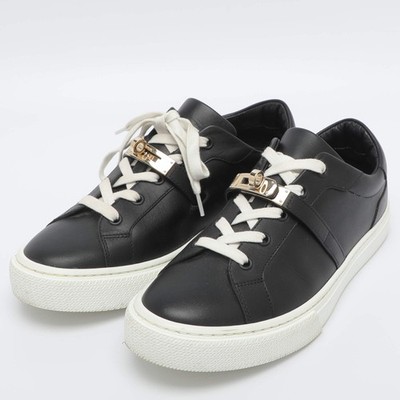 Hermes Day Size 38 Black Leather Low Top Sneakers | eBay