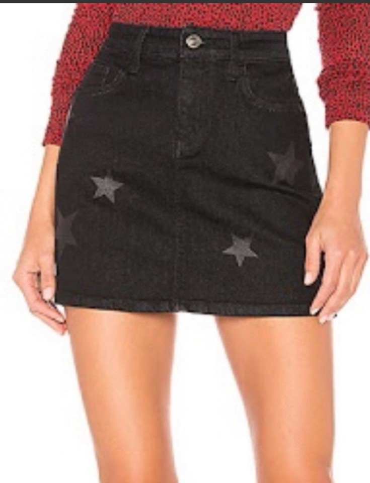 Current Elliott Star Black Mini Denim Jean Skirt Womens Size 27