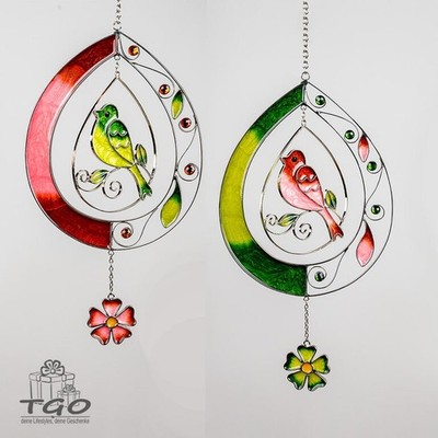 Formano Fensterdeko Vogel aus Metall  Acrylin Tiffany-Art Länge 40cm-680709