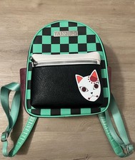Demon Slayer Tanjiro Kamado Small Backpack Checkered Pattern with Fox Mask