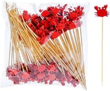 Mini crabs Cocktail Picks,4.7 Inch Natural Bamboo Toothpicks,For Appetizers,