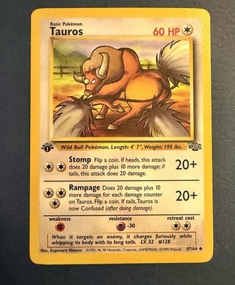 TCG 1999 POKEMON JUNGLE 47 TAUROS 1ST EDITION 47/64