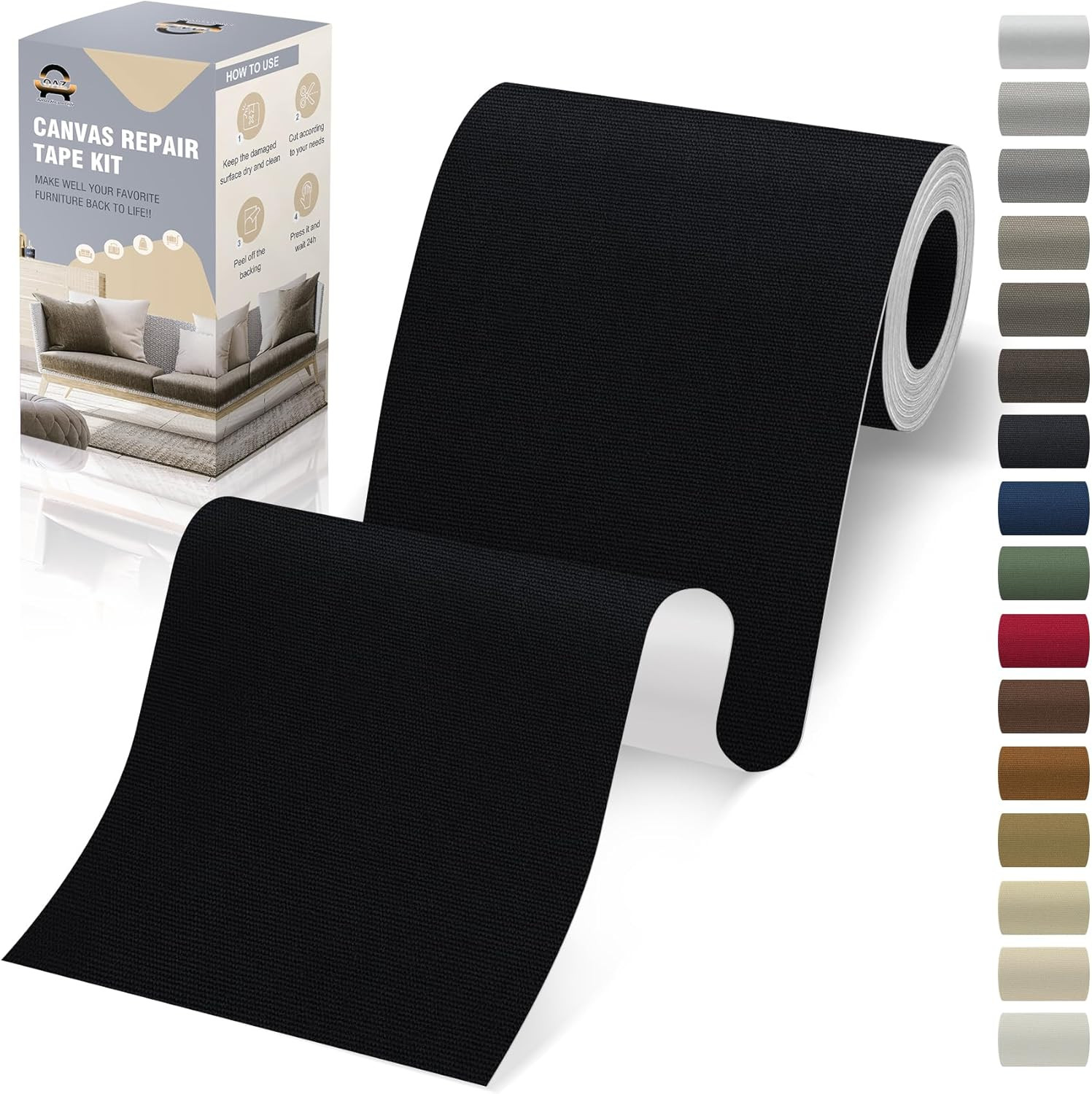 OAZ 4 X 79 Inch Canvas Repair Patches Canvas Fabric Patch Self-Adhesive Fabric R