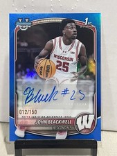 2025-26 Bowman Basketball - John Blackwell 1st True Blue Refractor Auto - Duke