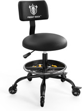 Rolling Shop Stool with Wheels, Garage Mechanic Stool Chair with Backrest, Heigh
