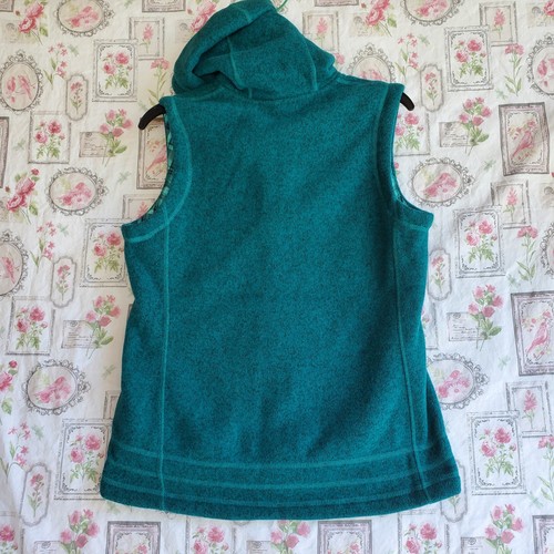 The North Face Crescent Sweater Fleece Vest Women's Medium Green Hood Zip Up - Picture 2 of 6