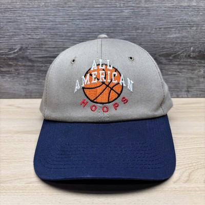All American Hoops Hat Cap Snap Back Khaki Navy Embroidered Basketball Mens