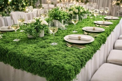 Fake Moss Table Runner for Crafts 19.68×78.74 inch Artificial Moss Sheet Roll...