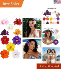 10PCS Hawaiian Flower Hair Clips for Women Plumeria Hibiscus Hair Clips 3.5 Inch