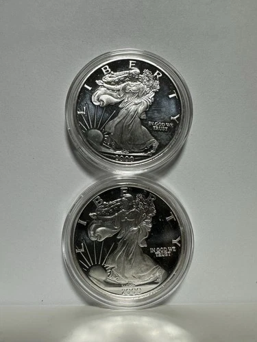 2oz .999 Fine Silver Rounds Lot (2x 1oz) BU Walking Liberty Bullion NO RESERVE
