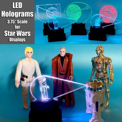 LED Holograms for Star Wars Themed Displays - 3.75'' Scale fits Vintage to Modern