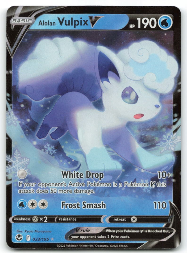 Alolan Vulpix V Ultra Rare SWSH12: Silver Tempest 033/195 NM