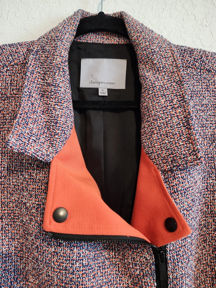 Blazer Classiques Entier Mujer Chaqueta Moto XL Tweed Manga Coral Cremallera Frontal... Foto 3 de 4