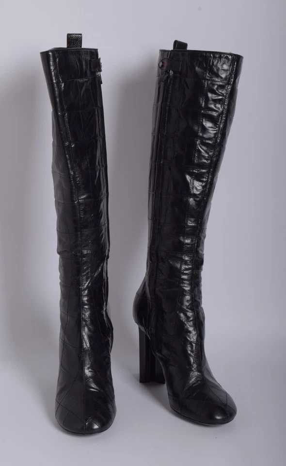 Louis Vuitton Women Black Knee High Boots 100% Leather High Heel Booties EUR 38 - Image 2 of 4