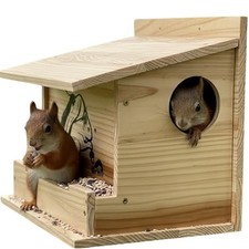 MrHN Squirrel House - 2in1 Front Feeder Squirrel Houses for Outside Nesting