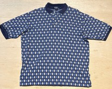 Vintage Ralph Lauren Polo Shirt Mens L Blue Argyle Print Made in USA 90s
