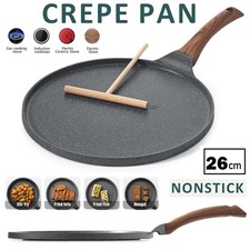 26cm Nonstick Crepe Pan Flat Skillet Tawa Griddle With Turner Roti Dosa Pancake