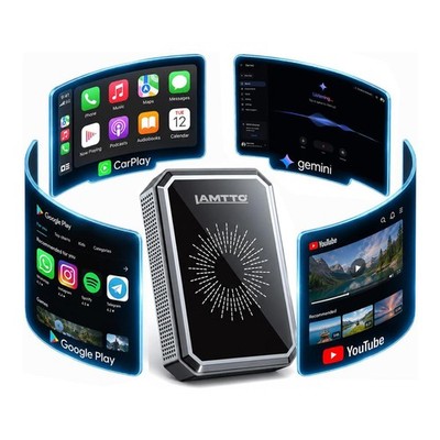LAMTTO Magic AI Smart Box for Netflix/Gemini AI/TikTok Wireless CarPlay Adapter