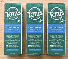 3 Tom's Rapid Relief Sensitive Fresh Mint Toothpaste 4oz EXP: 10/26