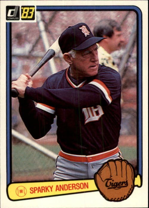 1983 Donruss Baseball Card #533A Sparky Anderson MG Bio printed black on white