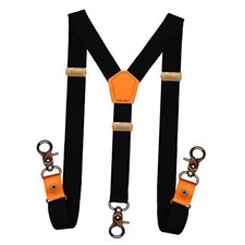 Adjustable Suspenders for Men Bronze Metal Clips One Size Snap Hooks/Black