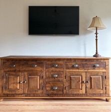 Rustic Pine Sideboard Dark Oak Wax - Solid Wood & Extremely Heavy