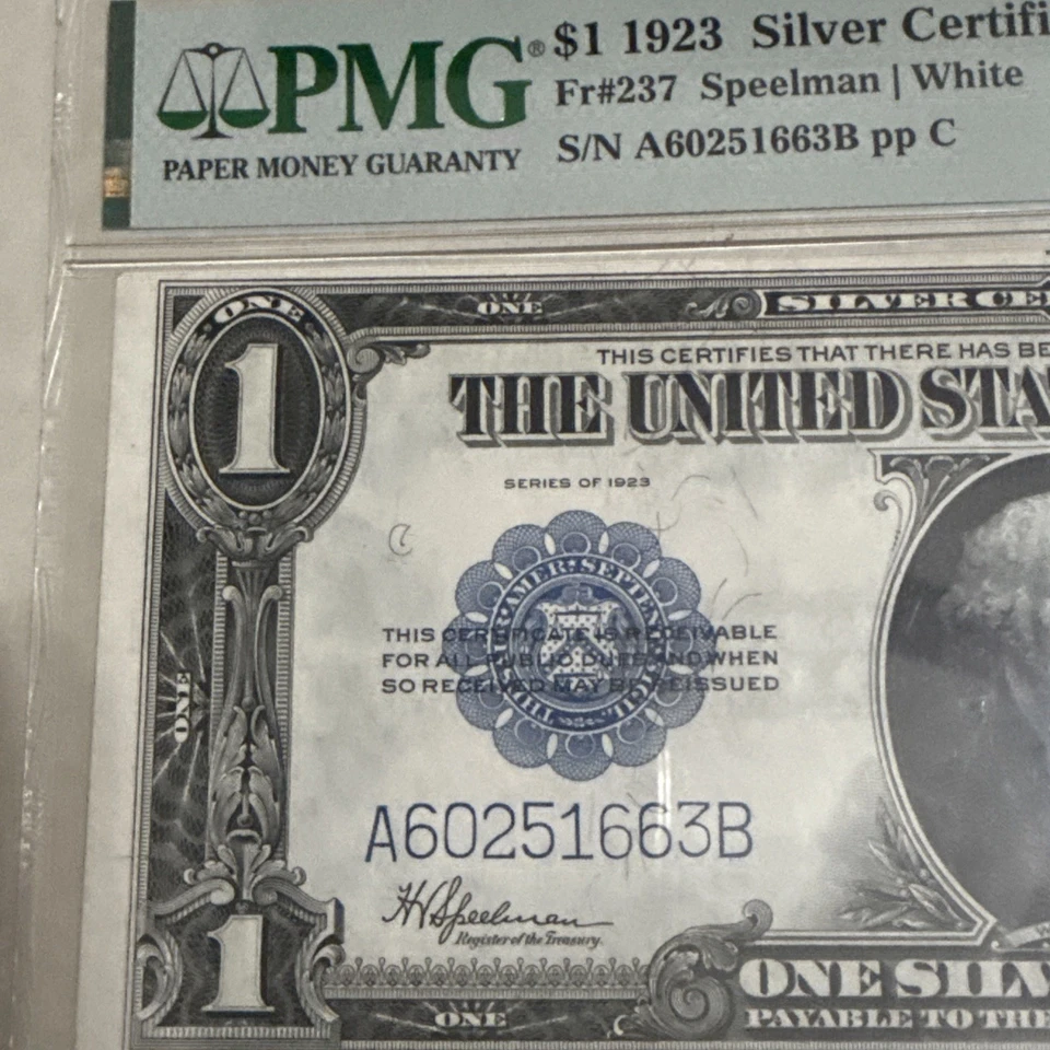 1923 $1 Silver Certificate PMG 53 FR-237 S/N A60251663B Large Bill - Image 2 of 4