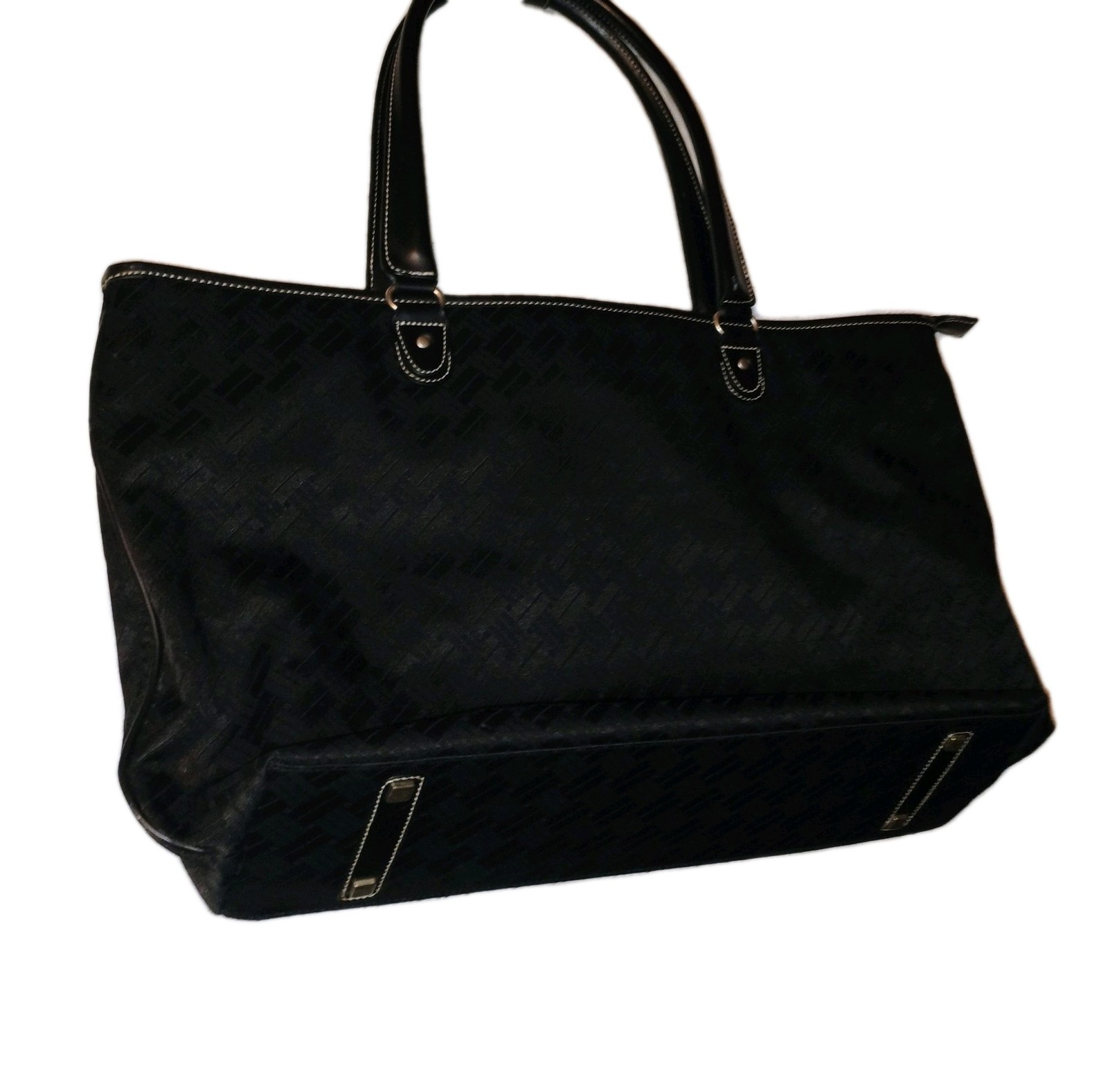 Nine West Black Tote Bag with Zipper, Logo Plaque & Double Handles
