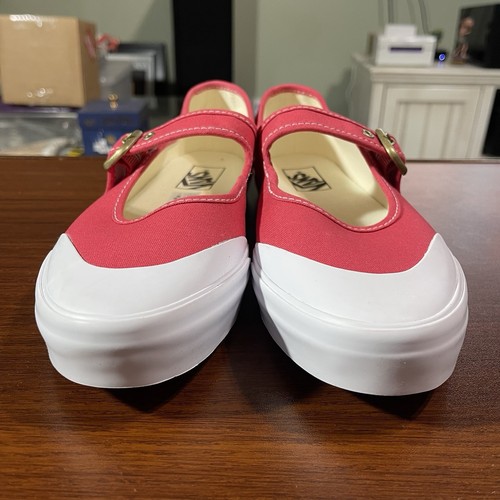 Vans Mary Jane Zapatos Retro Para Mujer Elige Tu Talla Lona Tomate Rojo Blanco Nuevos - Imagen 5 de 9