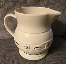 Longaberger Pottery Large 2QT Beverage Pitcher Woven Traditions Blue Made In USA