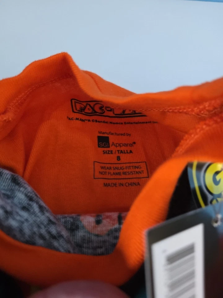 NWT Pacman Boys Girls Unisex Glow In The Dark Halloween Pajamas Sz. 8 - Image 3 of 4