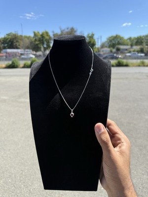 Heart-Shaped Red Stone Necklace & Earrings Set 925 SILVER JEWELRY