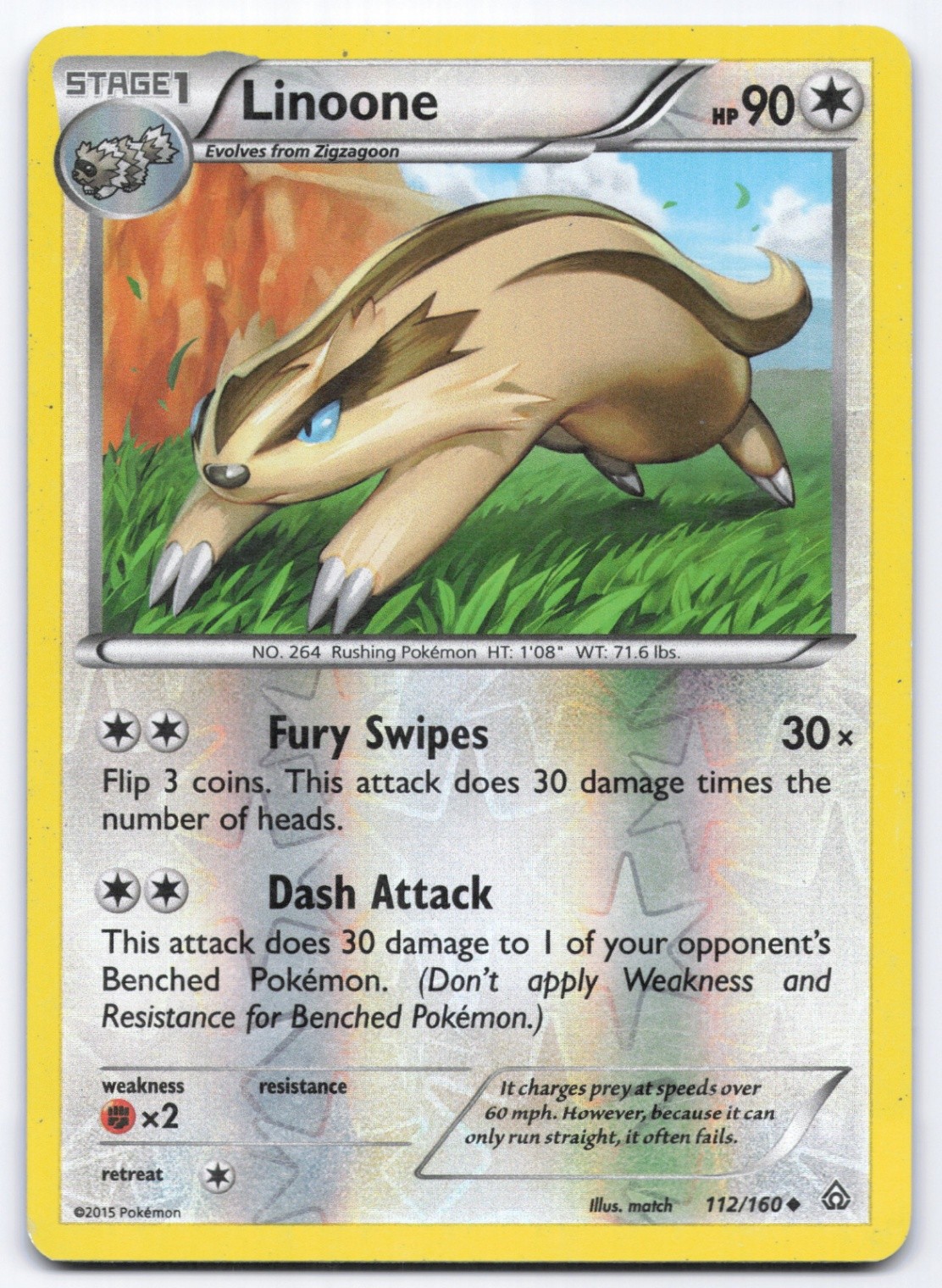 Linoone 112/160 XY - Primal Clash Holo Uncommon Pokemon Card MP
