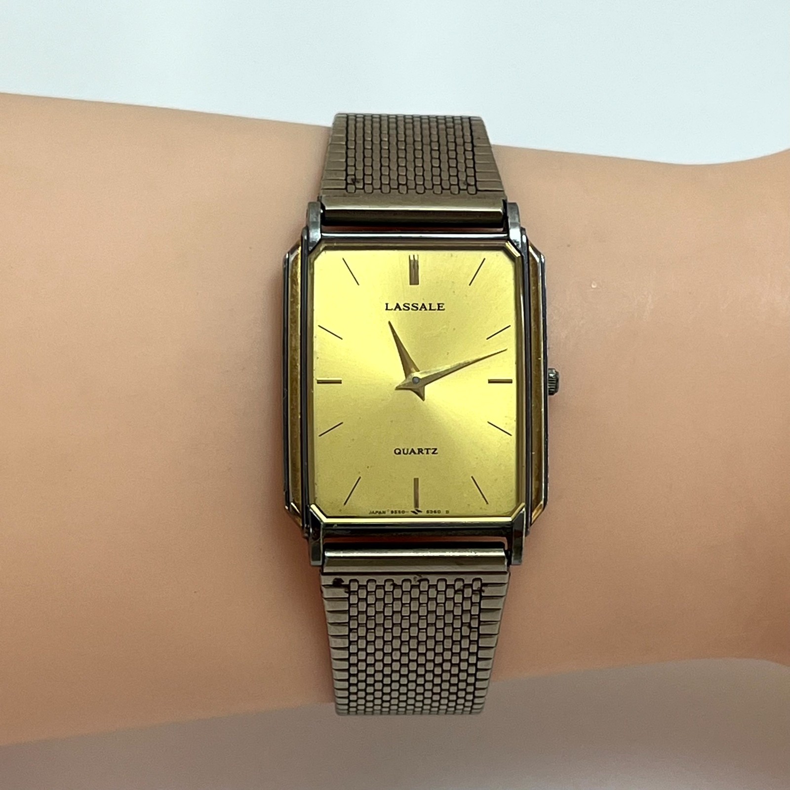 Mesh Lassale Tank Gold Band#384B 9550-5329 Tone Seiko Vintage Rectangular Watch - VintageWatches.PK Mesh Lassale Tank Gold Band#384B 9550-5329 Tone Seiko Vintage Rectangular Watch - vintagewatches.pk