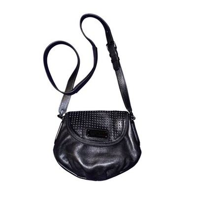 Y2K Marc by Marc Jacobs all Black Leather Perforated Natasha Crossbody Bag  euc
