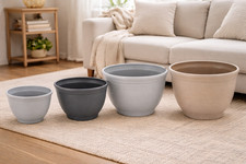 Bell Plant pot Deluxe Ribbed planter Round 16 cm, 20cm, 24cm, 28cm 4 colours