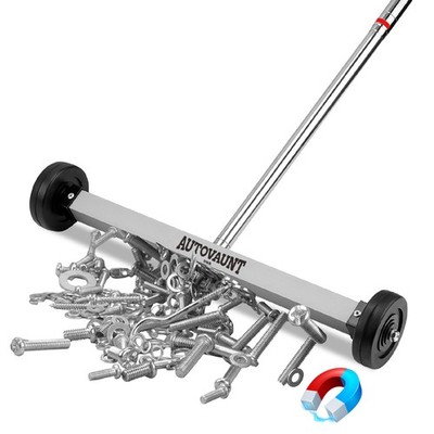 17in Magnetic Sweeper Telescoping with Wheels Rolling Sweeper Lawn Yard Grass