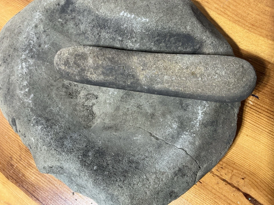 Mortero y pestal indio nativo americano auténtico artefacto piedra herramienta tallada 8 libras Foto 4 de 4