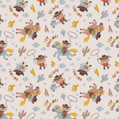 Wild West Cowboy Dog  PRE-CUT PIECES Bear Flannel Fabric