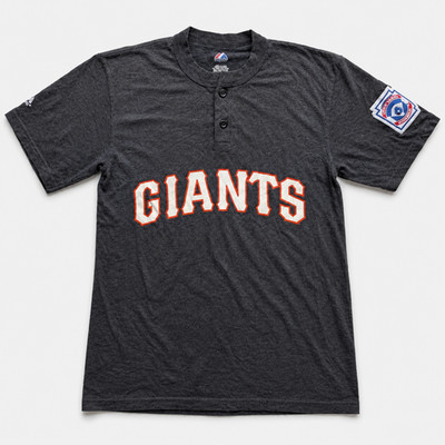 San Francisco Giants Majestic Henley Shirt No. 13 MLB Baseball Schwarz S