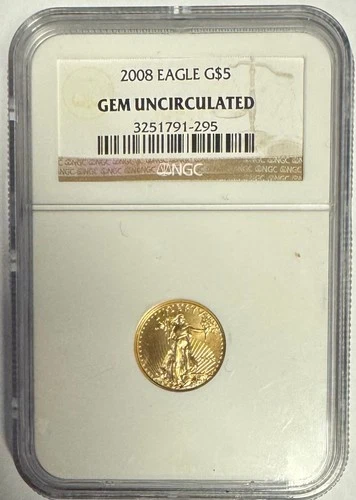 2008 $5 GOLD AMERICAN EAGLE 1/10 oz. ICONIC BULLION : NGC GEM