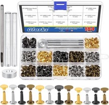 Glarks 180 Sets Leather Rivets with 4Pcs Setting Tool Kit, 4 Colors 180